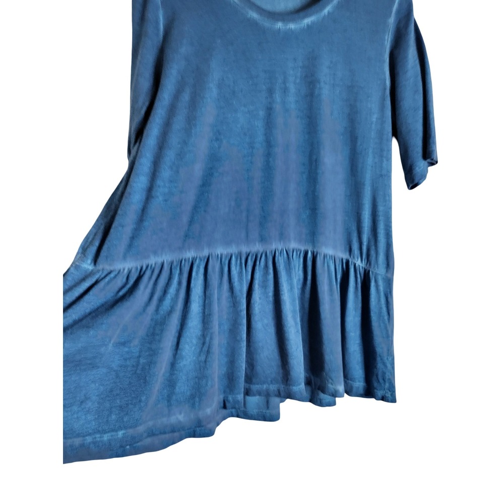 LOGO by Lori Goldstein Blue Short Sleeve Peplum Tunic - Picture 5 of 10